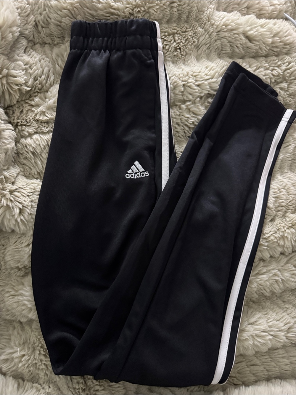 adidas Kids Black Joggers with White Side Stripes